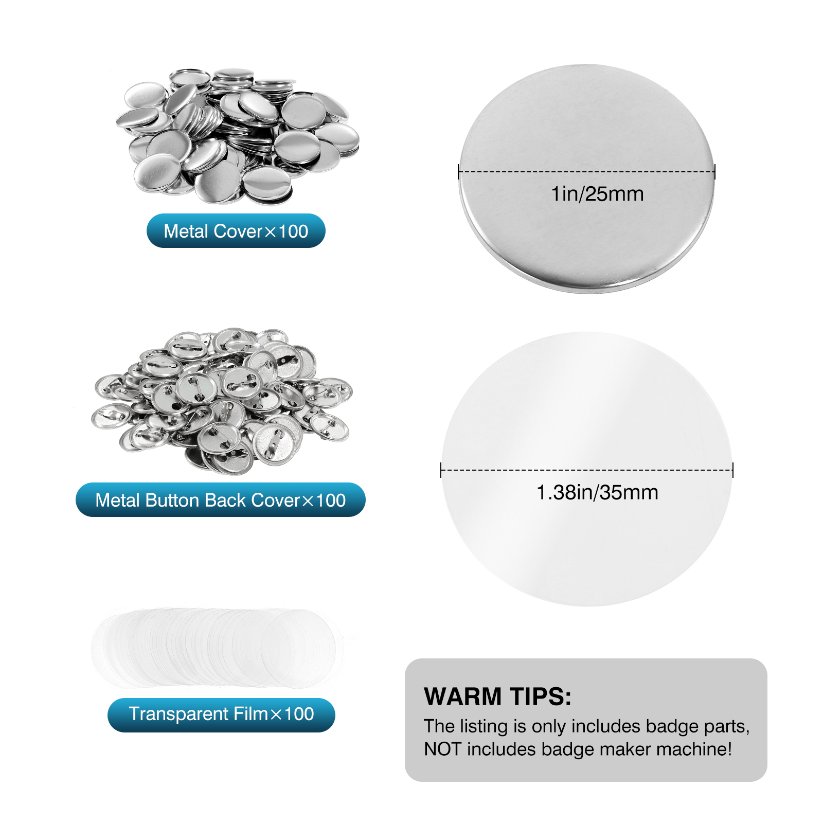 100Pcs Mini DIY Round Mirror M - Button Badge Blank ulasan dan harga