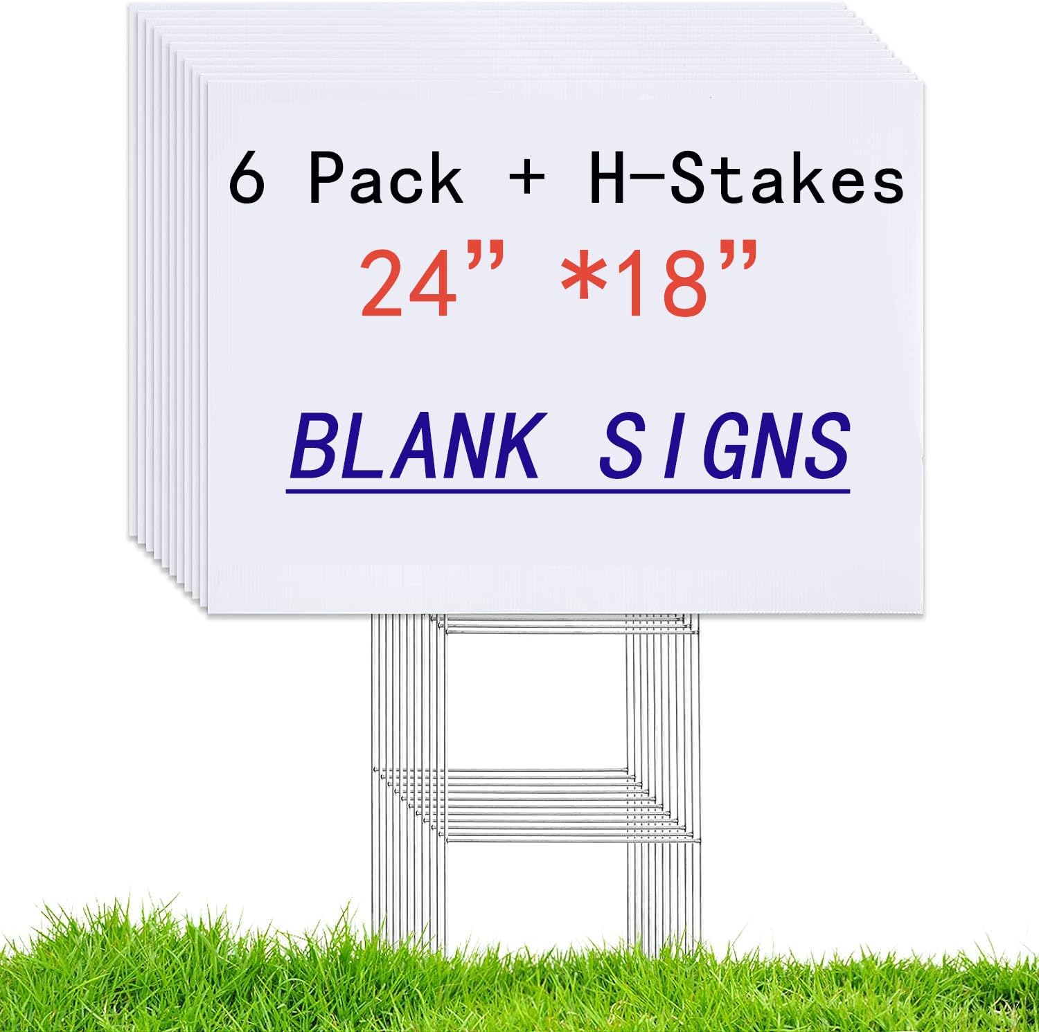 6 Pack 24x18 White Blank Lawn  - Yard Sign Blank ulasan dan harga