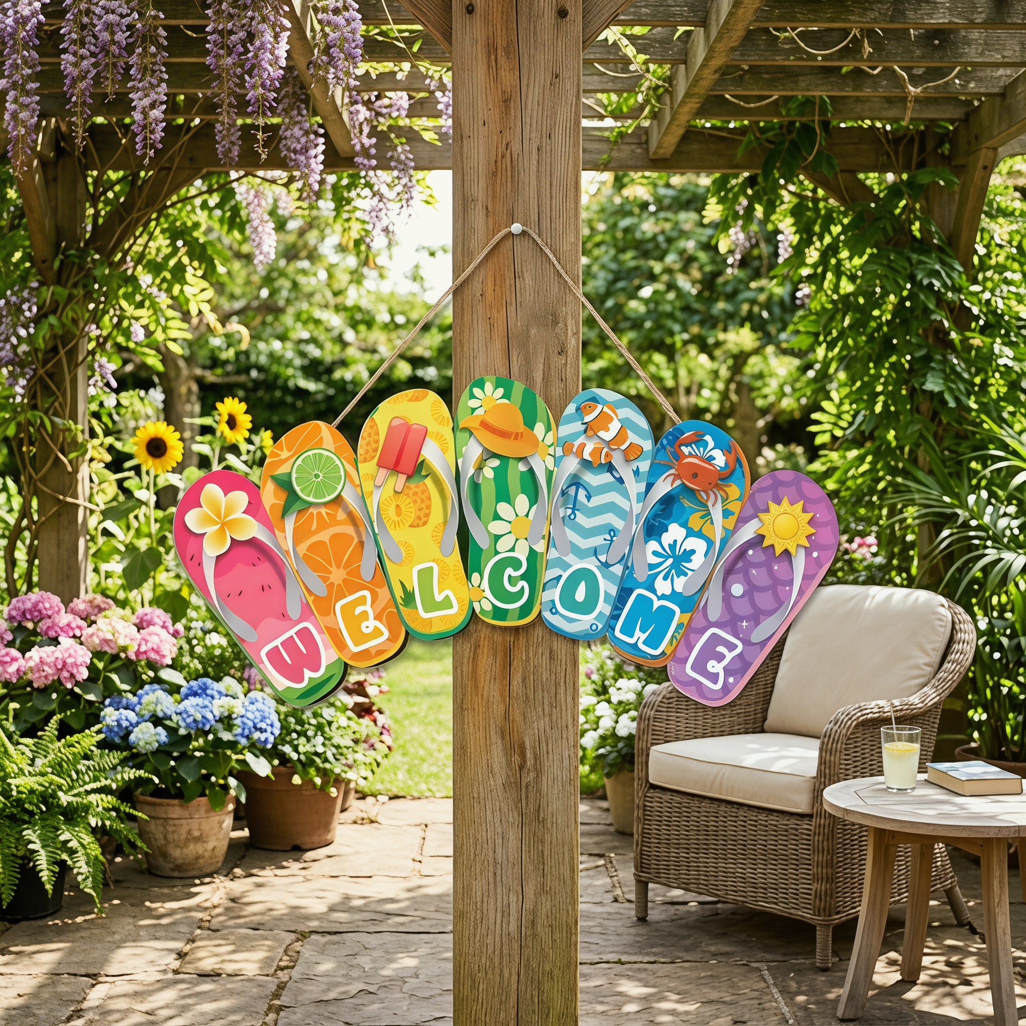 Hello Summer Felt Slippers Doo - Yard Sign Blank ulasan dan harga