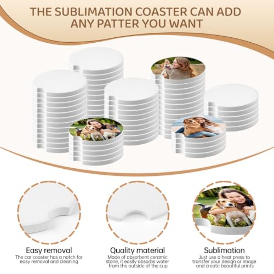 312 Pcs Ceramic Car Coasters 2 - Coaster Sublimation Blank ulasan dan harga