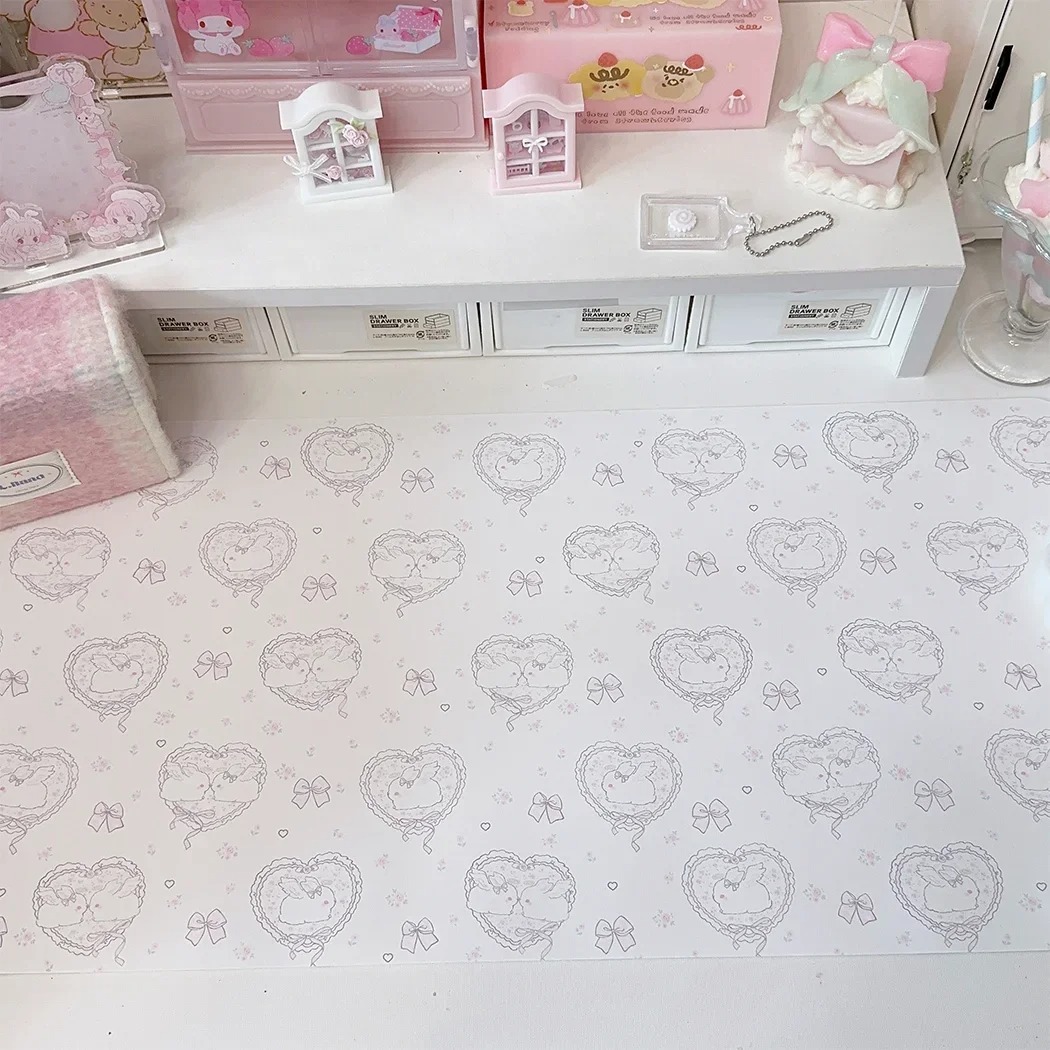 Kawaii Pink Rabbit Leather Des - Mouse Pad Blank Sublimation ulasan dan harga
