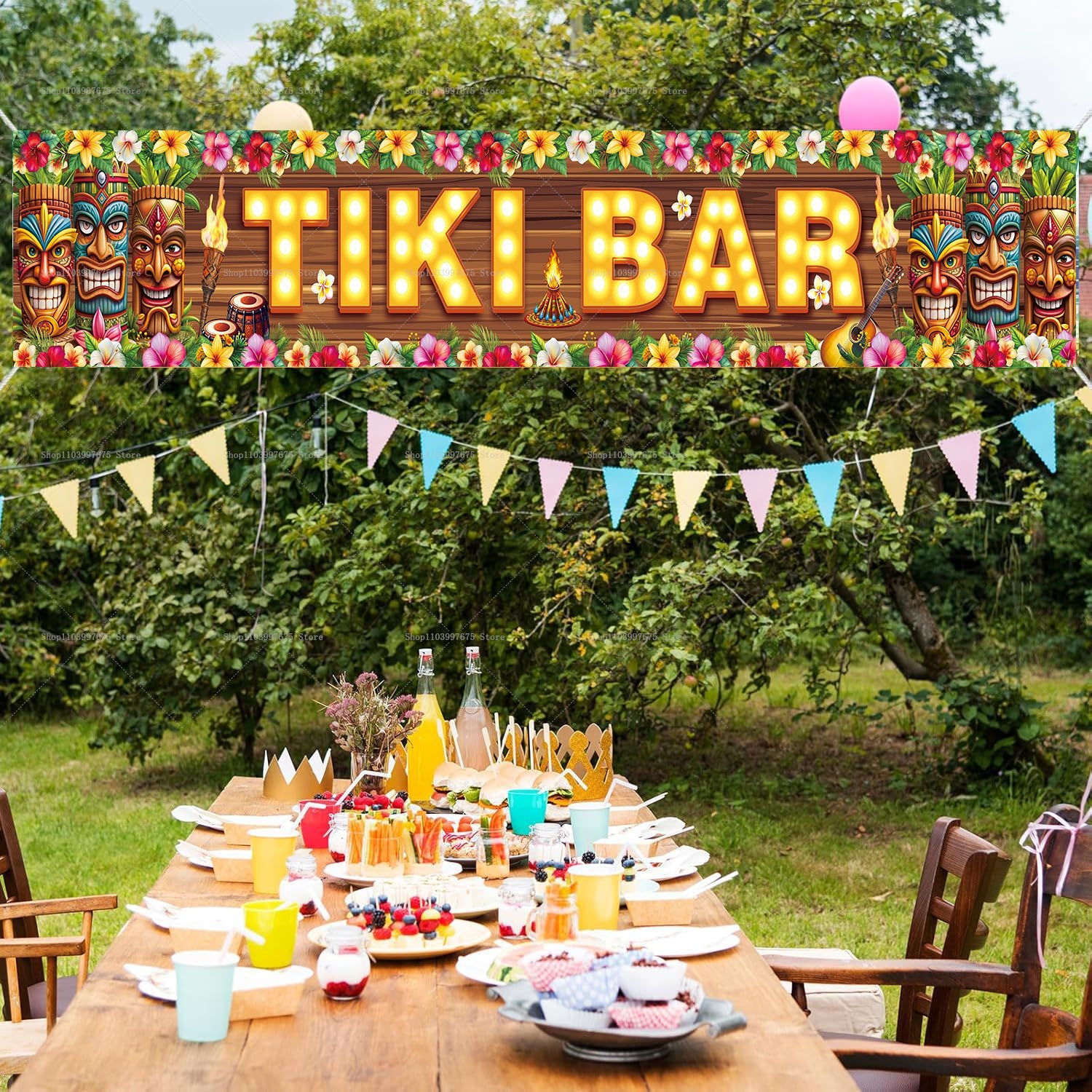 Vibrant Tiki Bar Banner Tropic - Yard Sign Blank ulasan dan harga